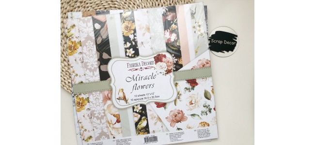 Набір двостороннього паперу для скрапбукінгу Miracle flowers 30,5x30,5 см 10