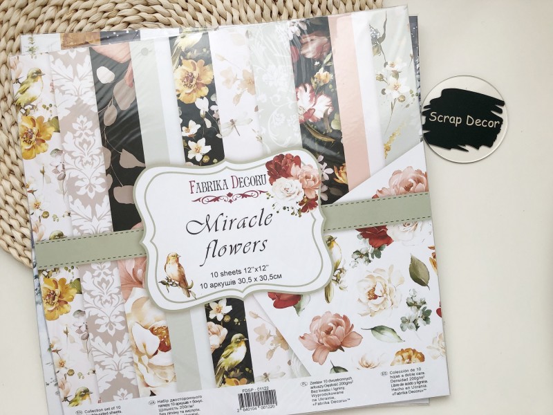 Набір двостороннього паперу для скрапбукінгу Miracle flowers 30,5x30,5 см 10