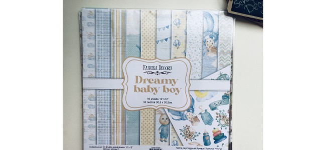 НАБОР СКРАПБУМАГИ DREAMY BABY BOY 30х30 СМ 10 ЛИСТОВ