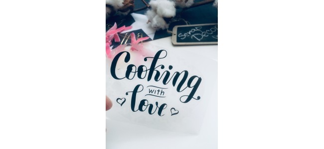 Напис Cooking with love (термотрансферна чорна)