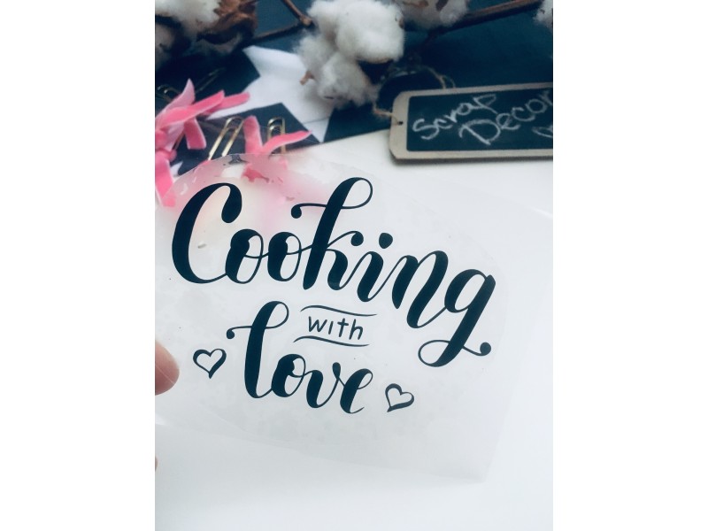 Напис Cooking with love (термотрансферна чорна)